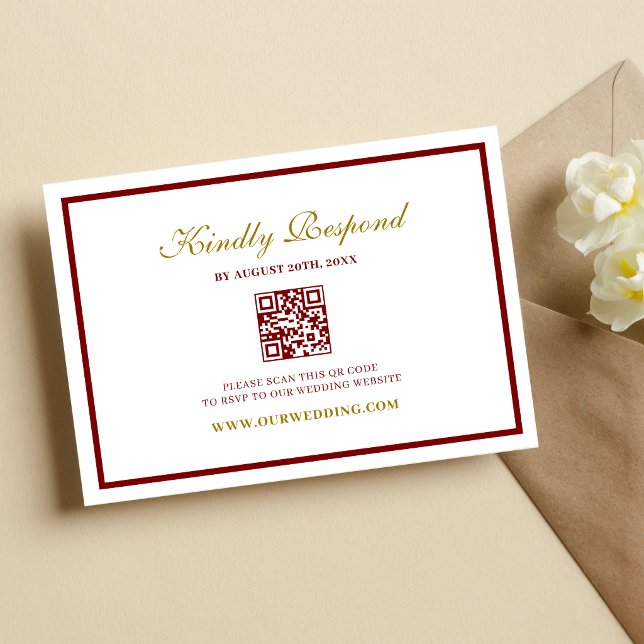 Cartão RSVP Casamento Formal Clássico com Monograma em Borgonh (Burgundy and gold monogram RSVP card adds elegance while keeping guest responses organized.)
