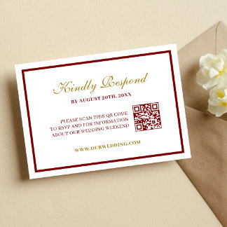 Cartão RSVP Casamento Formal Clássico com Monograma em Borgonh