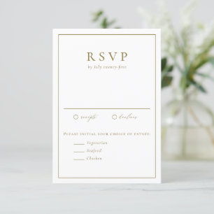 Cartão RSVP Casamento Formal da Tipografia Simples Dourada