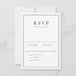 Cartão RSVP Casamento Formal da Tipografia Simples Preta e Bra
