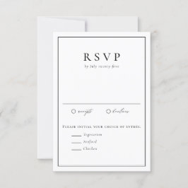 Cartão RSVP Casamento Formal da Tipografia Simples Preta e Bra