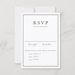 Cartão RSVP Casamento Formal da Tipografia Simples Preta e Bra