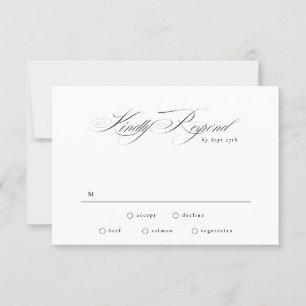 Cartão RSVP Casamento Formal de Caligrafia Preta