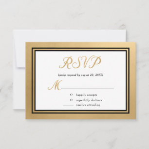 Cartão RSVP Casamento Formal Dourado