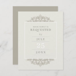 Cartão RSVP Casamento Formal Dourado de Elegância Vintage