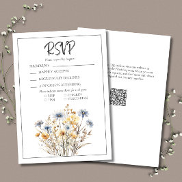 Cartão RSVP Casamento Formal Elegante Moderno de Flores Selvag