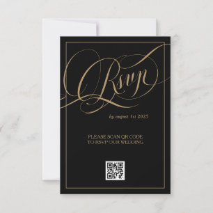 Cartão RSVP Casamento Formal Elegante Negro