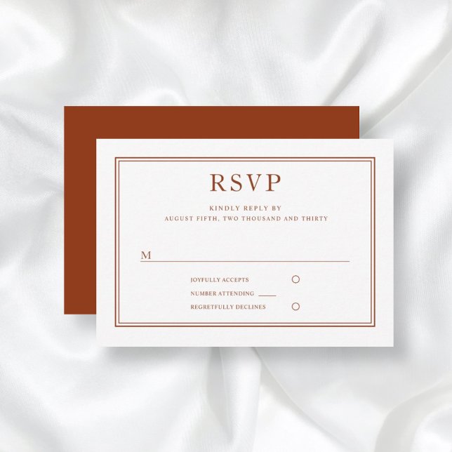 Cartão RSVP Casamento Formal Elegante Terracotta (Criador carregado)