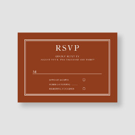 Cartão RSVP Casamento Formal Elegante Terracotta