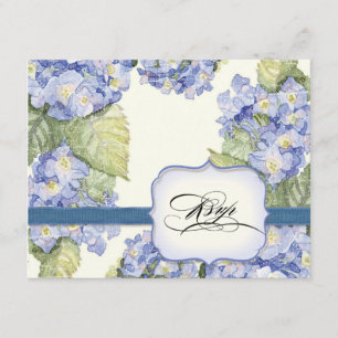 Cartão RSVP Casamento formal floral do suporte azul do