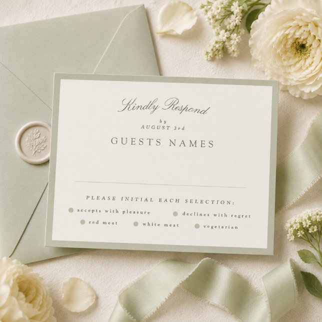 Cartão RSVP Casamento Formal Jardim Verde (Criador carregado)