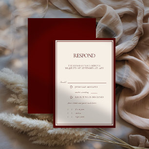 Cartão RSVP Casamento Formal Moderno Clássico Deep Burgundy