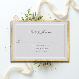 Cartão RSVP Casamento Formal Moderno Clássico Elegante Marfim