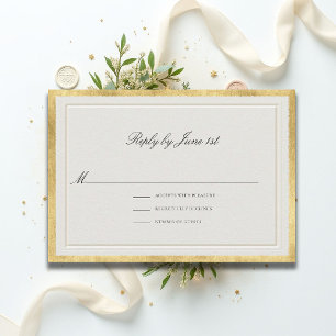 Cartão RSVP Casamento Formal Moderno Clássico Elevado Dourado