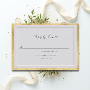 Cartão RSVP Casamento Formal Moderno Clássico Elevado Marfim D