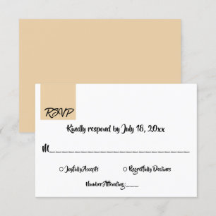 Cartão RSVP Casamento Formal Moderno com Script Chic Beige Min