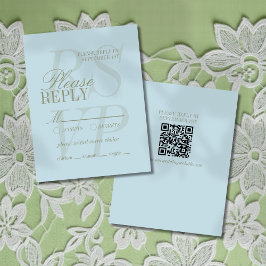 Cartão RSVP Casamento Formal Moderno em Azul Cítrico com Letra