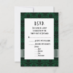 Cartão RSVP Casamento formal R.S.V.P., de damas verdes e preta