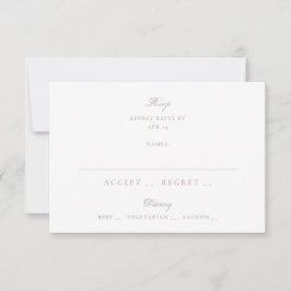 Cartão RSVP Casamento Formal Rosa Bege