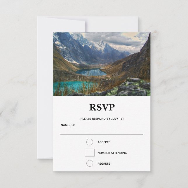 Cartão RSVP Casamento Fotográfico das Montanhas Alpinas Cênica (Frente)