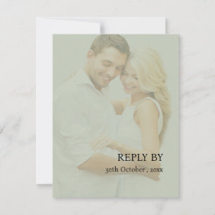Cartão RSVP Casamento Fotográfico Vellum do Modern Sage Green