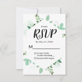 Cartão RSVP Casamento Fracionado Com Hexágono Botânico Fresco