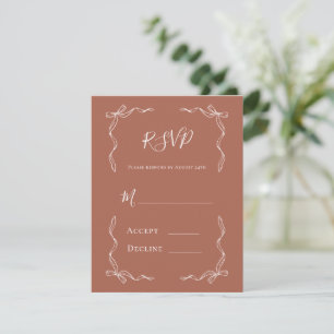 Cartão RSVP Casamento Francês Antigo Desenhado à Mão com Ferru