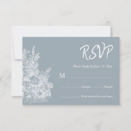Cartão RSVP Casamento Francês Country Azul Pizarra