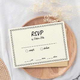 Cartão RSVP Casamento Francês De Desenho De Mão Desenho De Esc