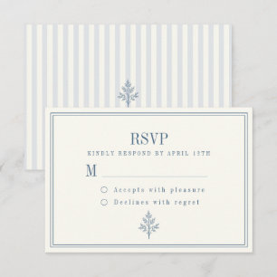 Cartão RSVP Casamento Francês no Campo com Listra Azul Empoeir