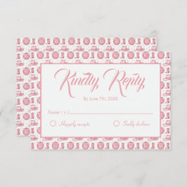 Cartão RSVP Casamento Frio-Rosa Brisado Ocidental