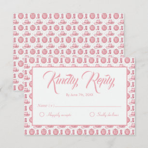 Cartão RSVP Casamento Frio-Rosa Brisado Ocidental