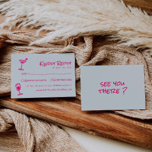 Cartão RSVP Casamento Funky Colorido Cor-de-Rosa Retrorado