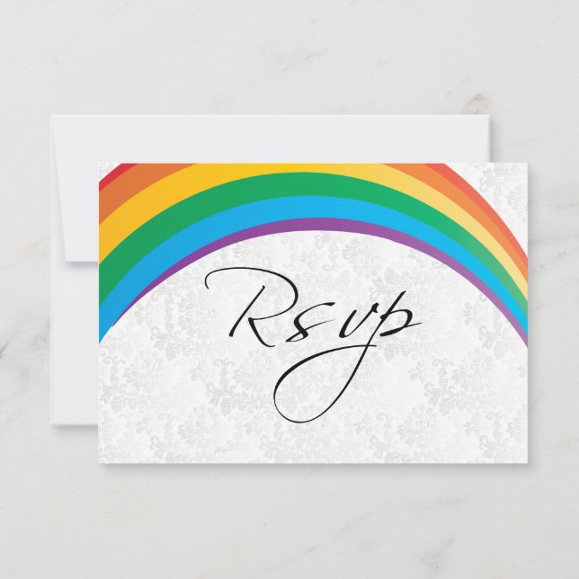 Cartão RSVP Casamento Gay Arco-íris (Verso)