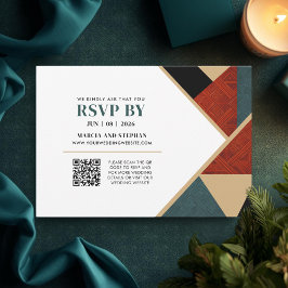 Cartão RSVP Casamento Geométrico Art Déco Moderno
