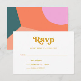 Cartão RSVP Casamento Geométrico Colorido | Amarelo