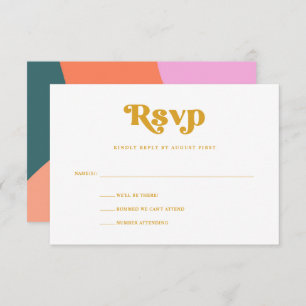Cartão RSVP Casamento Geométrico Colorido Amarelo