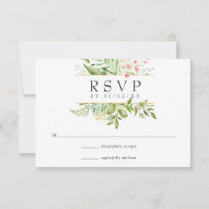 Cartão RSVP Casamento Geométrico Crystal Greenery de Aquarela