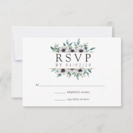 Cartão RSVP Casamento Geométrico de Anêmona de Eucalipto