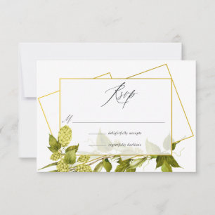 Cartão RSVP Casamento Geométrico de Cerveja, Salgueiro, Verdor