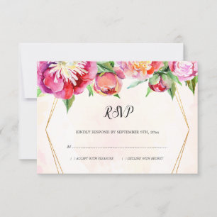 Cartão RSVP Casamento Geométrico de Coral de Coral de Coral