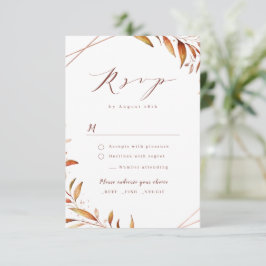 Cartão RSVP Casamento Geométrico de Greenery Moderno