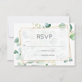 Cartão RSVP Casamento Geométrico de Pastel Eucalyptus