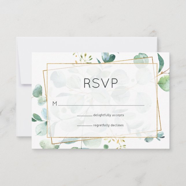 Cartão RSVP Casamento Geométrico de Pastel Eucalyptus (Frente)