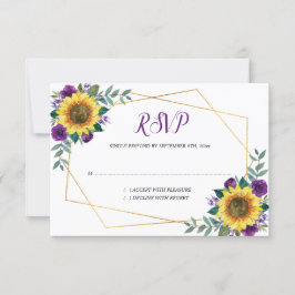 Cartão RSVP Casamento Geométrico de Sunflower Purple Floral