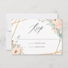 Cartão RSVP Casamento Geométrico Floral de Pastel Blush