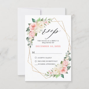 Cartão RSVP Casamento Geométrico Floral do Rosa de Blush Paste