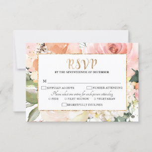 Cartão RSVP Casamento Geométrico Floral do Rosa de Blush Paste