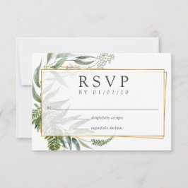 Cartão RSVP Casamento Geométrico Herbário de Aquarela