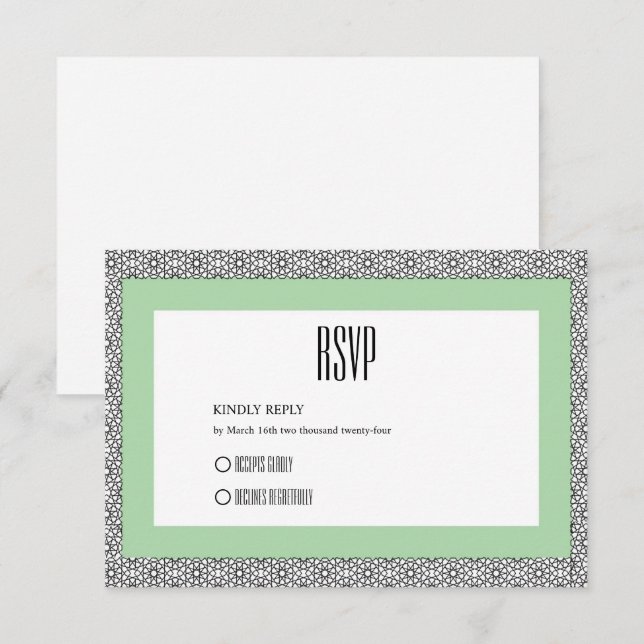 Cartão RSVP Casamento Geométrico Islâmico de Turquesa (Frente/Verso)
